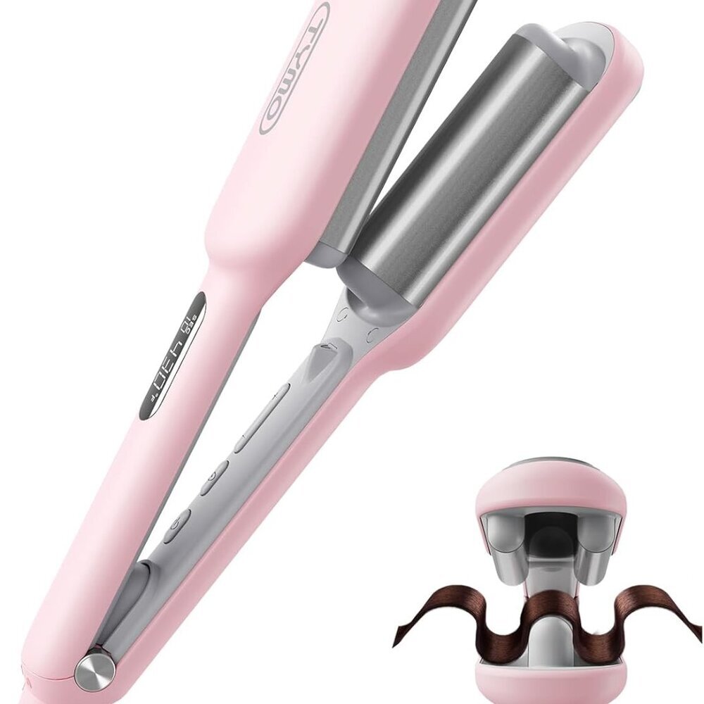 Hair Waver Ceramic 1 Inch Pink Dual Voltage Styling Tool For Beach Waves